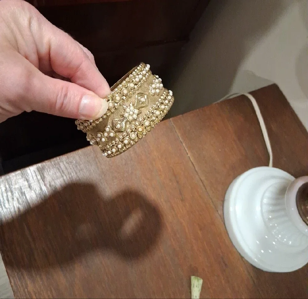 Goldtone Pearl-Embellished Women's Bangle Bracelet